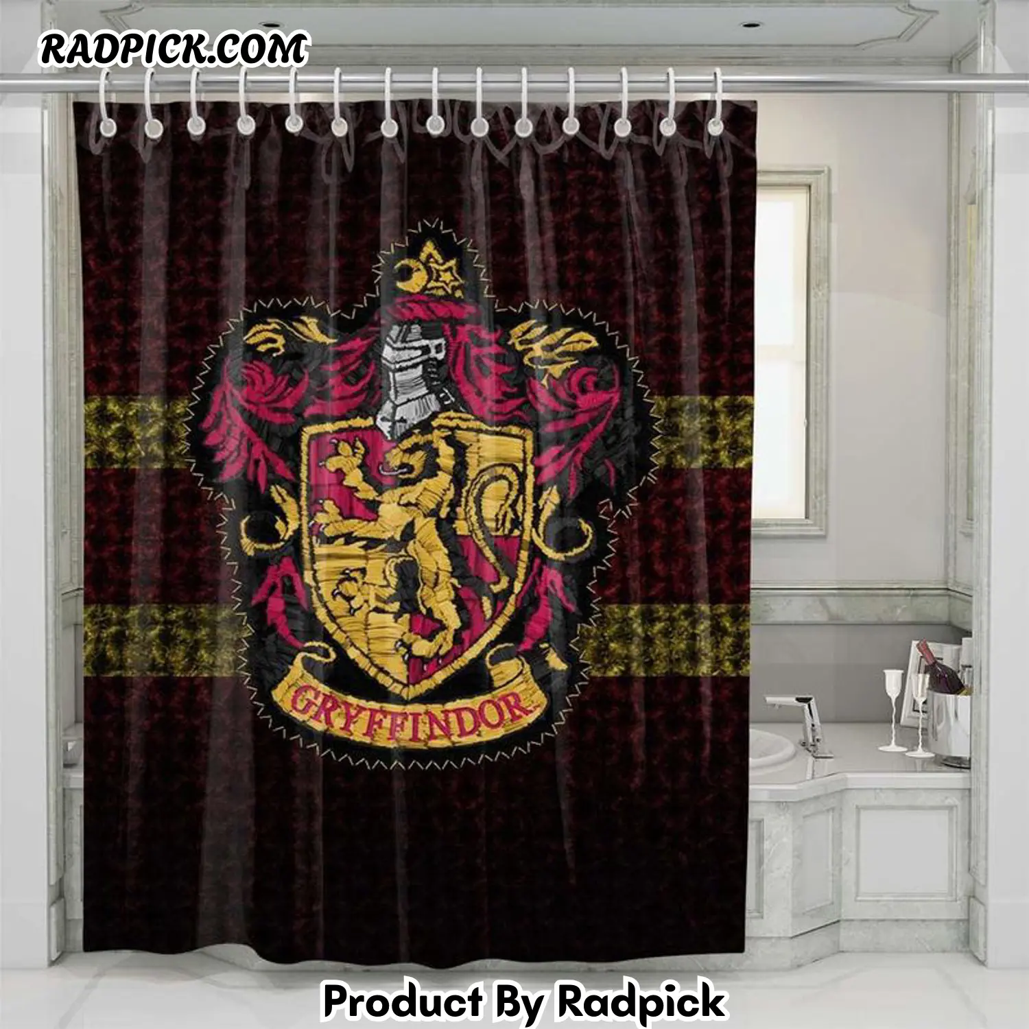 Gryffindor logo shower curtain set bathroom set for bathroom decor best gift for friends rp387840